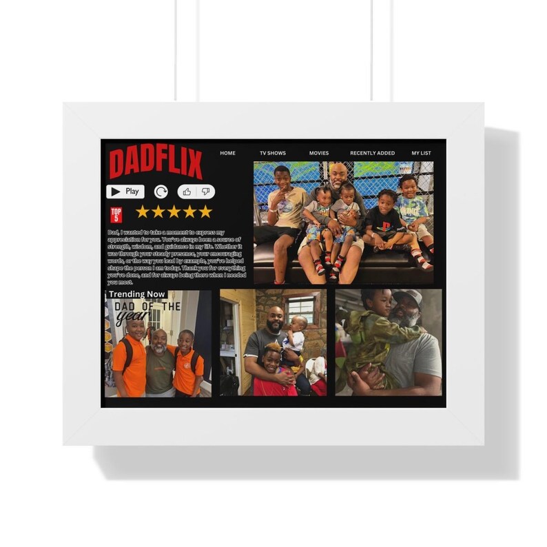 Editable Father's Day Gifts, A Fathers Love, Best Dad Ever, Dadflix Movie Photo Frame
