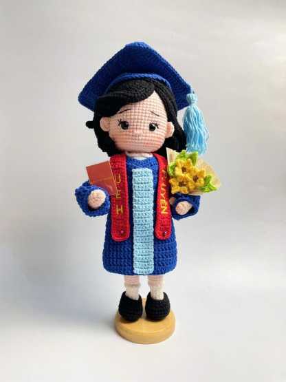Custom Graduation Girl Crochet Doll – Personalized Graduation Memorial Gift For Her