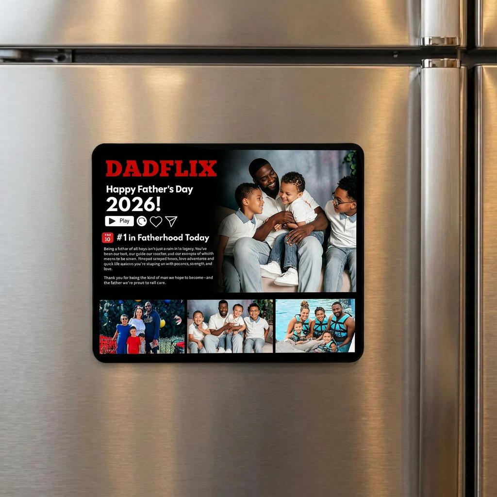 Custom Dadflix Happy Father's Day 2026 Fridge Magnet: Personalized Father's Day Gift