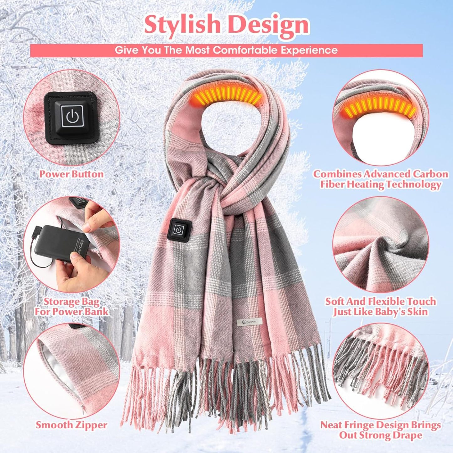 Electric Heating Scarf with 3 Temperature, Intelligent Electric Heating Scarf