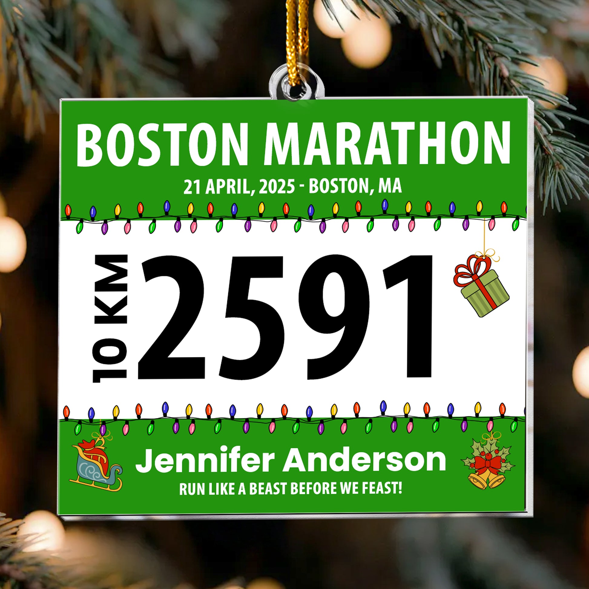 Race Bib For Runner - Personalized Acrylic Ornament