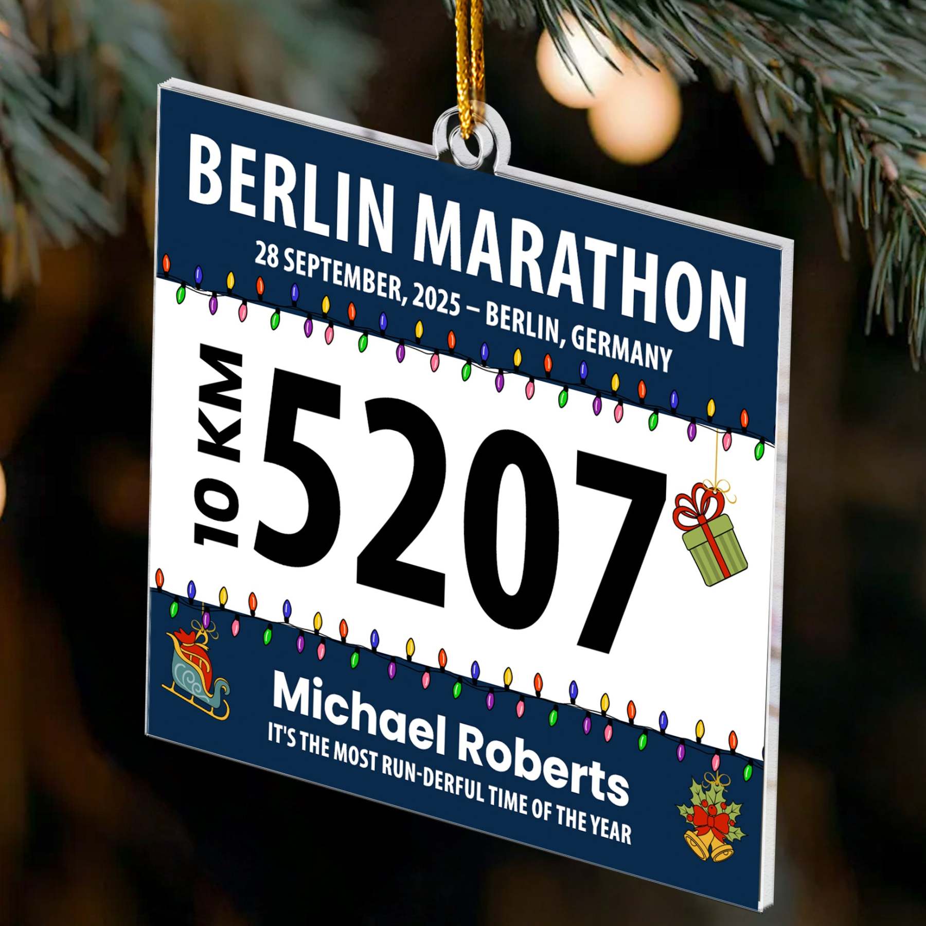 Race Bib For Runner - Personalized Acrylic Ornament