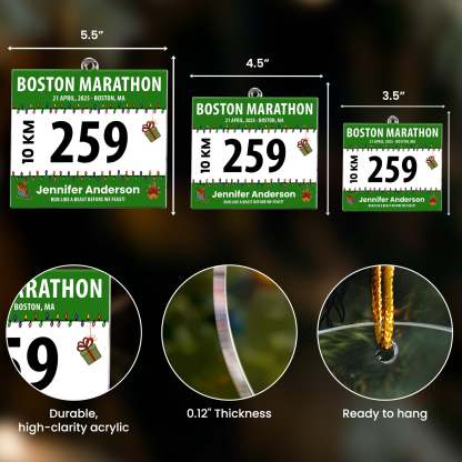Race Bib For Runner - Personalized Acrylic Ornament