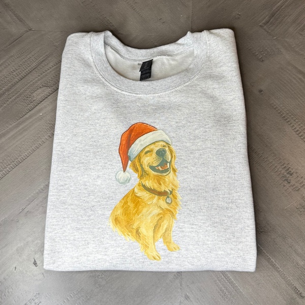 Custom Watercolor Pet Santa Crewneck
