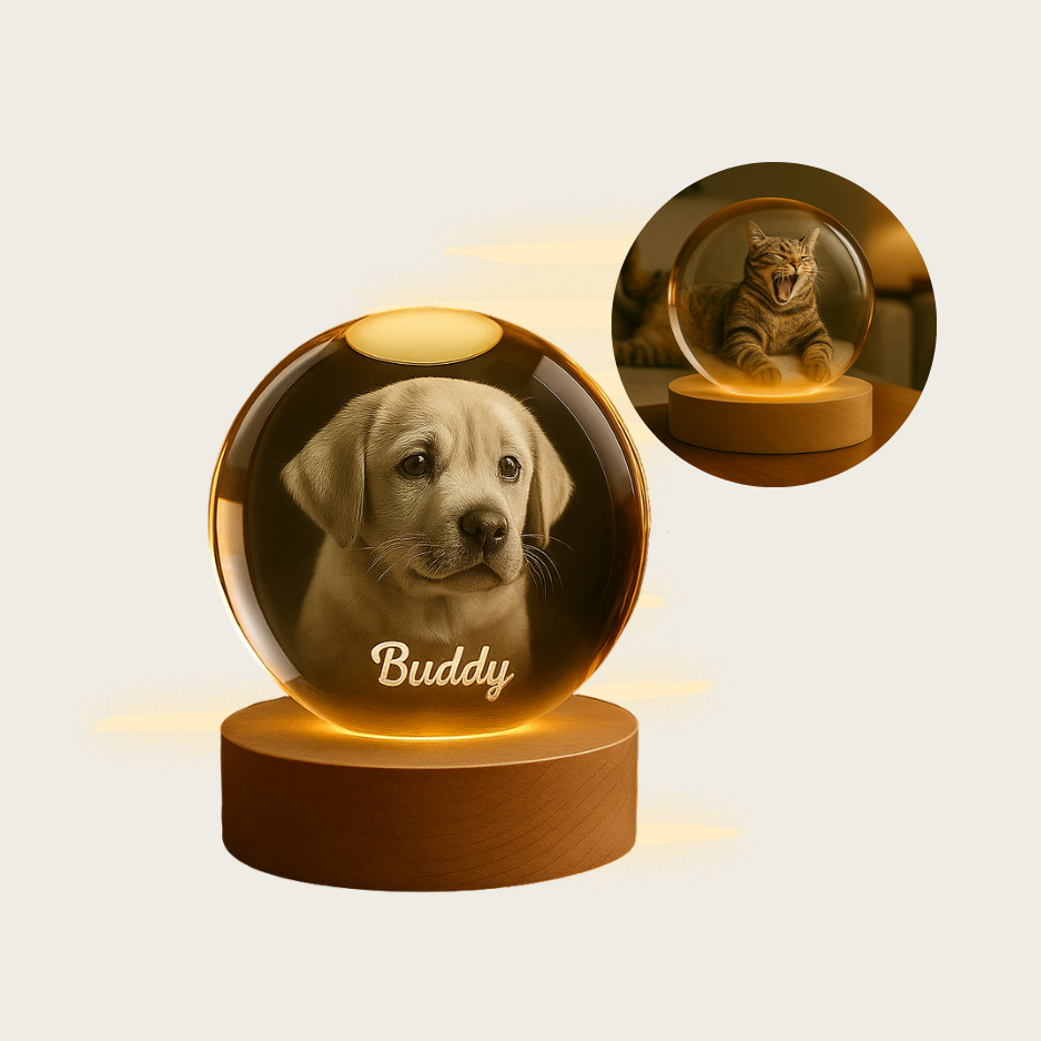 Custom Pet 3D Spherical Crystal Lamp
