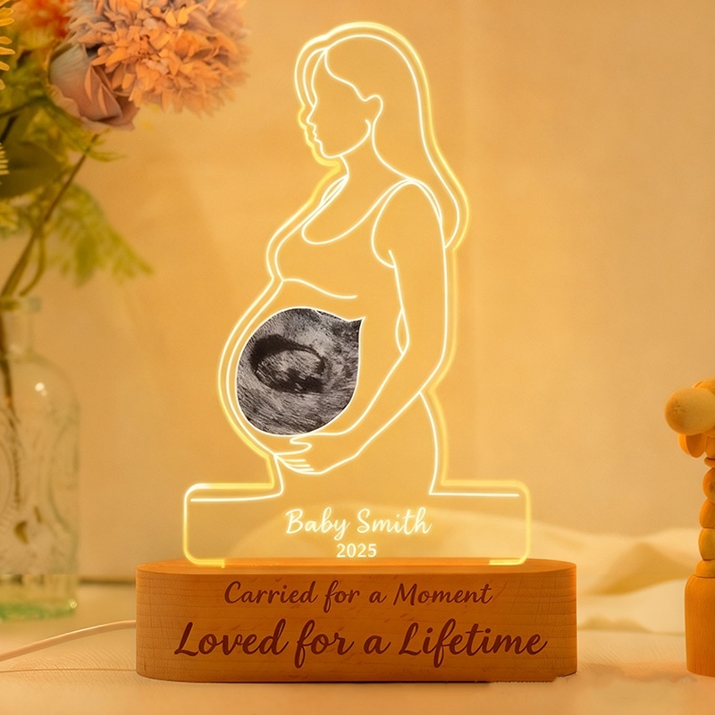 Personalized Baby Memorial Table Card & Acrylic Table Lamp - New Mother's Memorable Gift