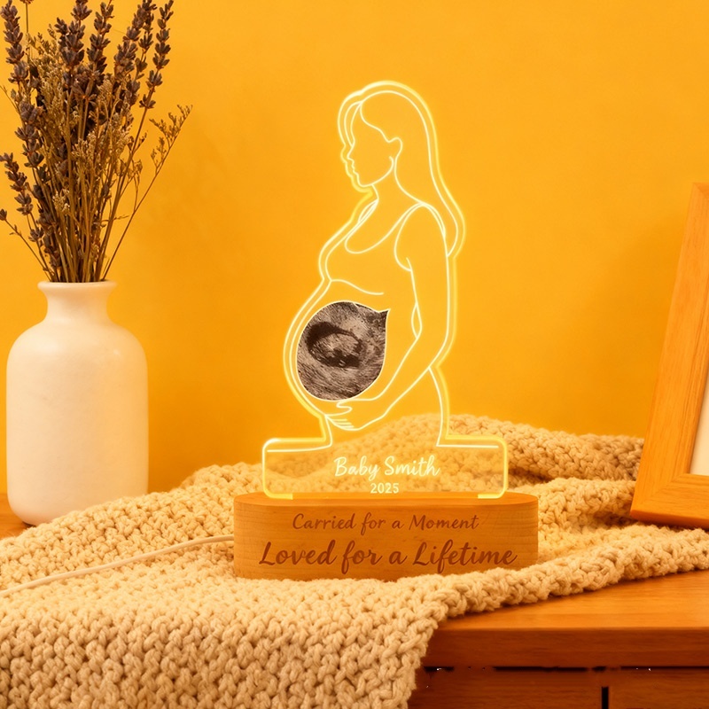 Personalized Baby Memorial Table Card & Acrylic Table Lamp - New Mother's Memorable Gift