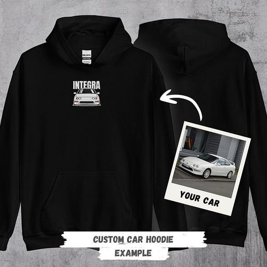 Embroidered CUSTOM Car Hoodie and T-Shirt of Your Car-Gift Idea for Petrolheads