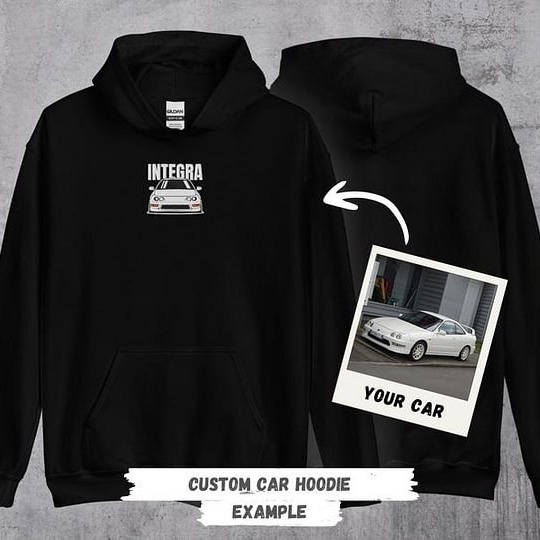 Embroidered CUSTOM Car Hoodie and T-Shirt of Your Car-Gift Idea for Petrolheads