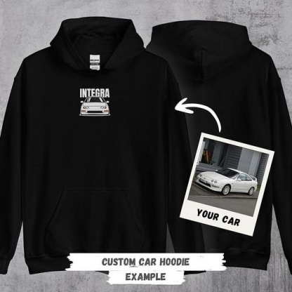Embroidered CUSTOM Car Hoodie and T-Shirt of Your Car-Gift Idea for Petrolheads