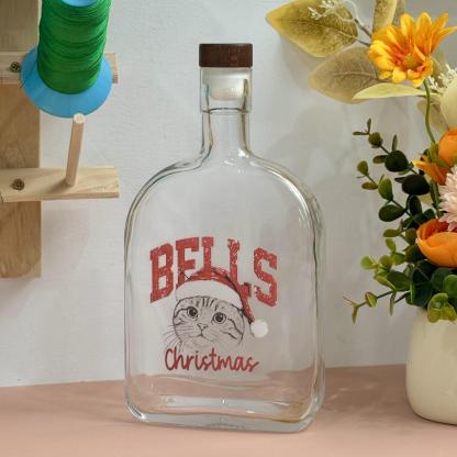 Custom Pet Portrait Christmas Blessing Whiskey Bottle