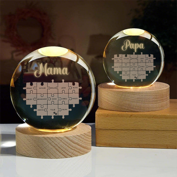 Customized Mom Puzzle Crystal Ball Night Light Mother's Day Gift For Mom
