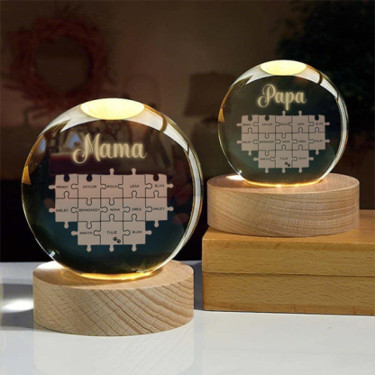 Customized Mom Puzzle Crystal Ball Night Light Mother's Day Gift For Mom