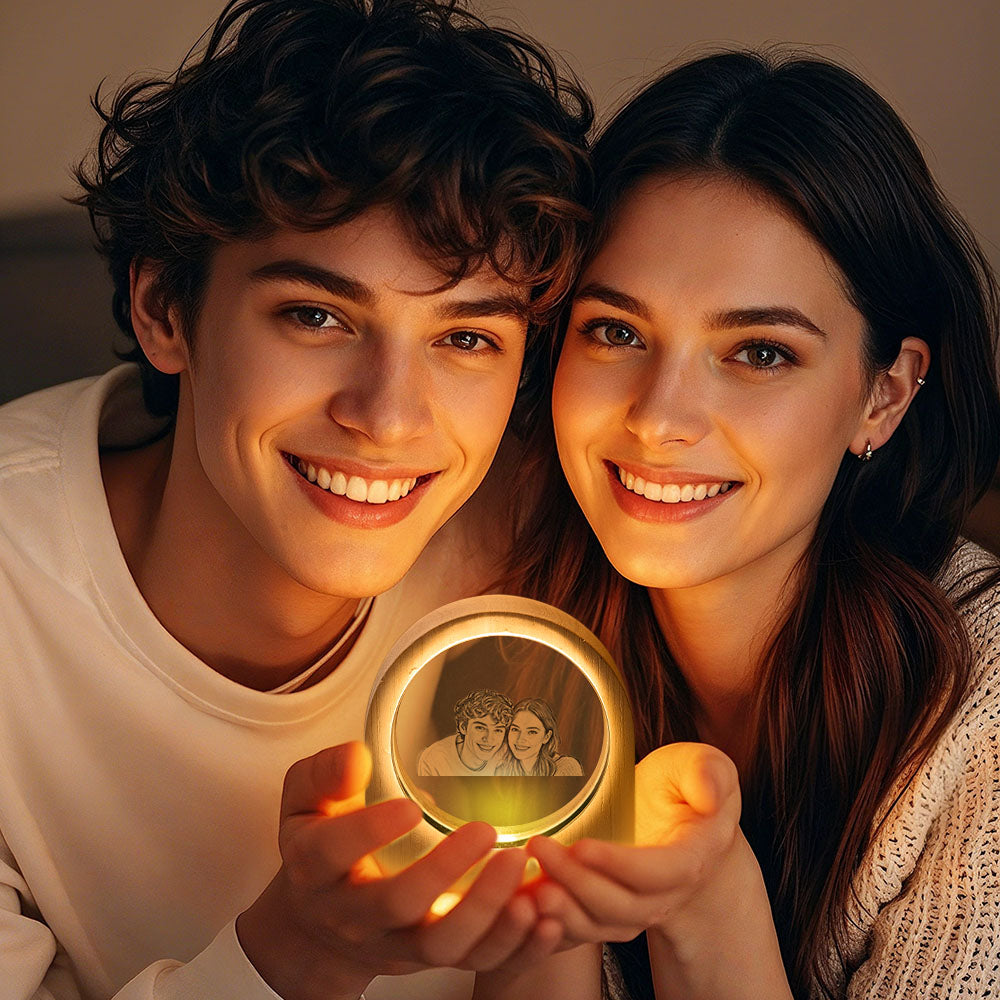 Personalized 3d Engraved Crystal Photo Led Light For Home, Christmas Gift