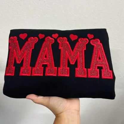 Custom Hearts Glitter Embroidered Nickname Applique Sweatshirt