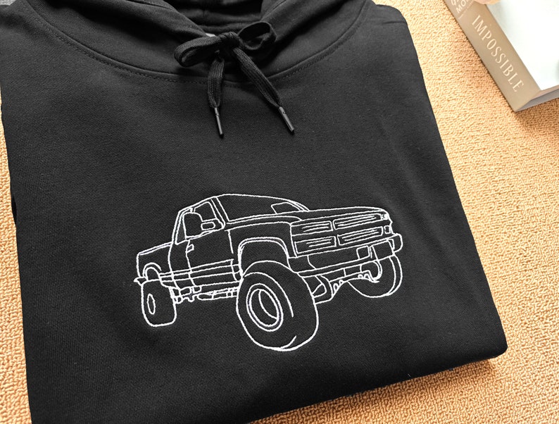 Custom Embroidered Car Outline Sweatshirt From Your Photo, Embroidered Car Hoodie, Custom Car Sweater
