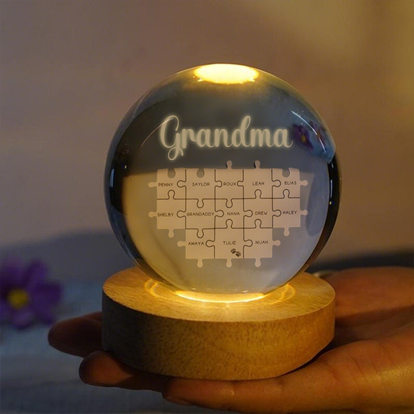 Customized Mom Puzzle Crystal Ball Night Light Mother's Day Gift For Mom