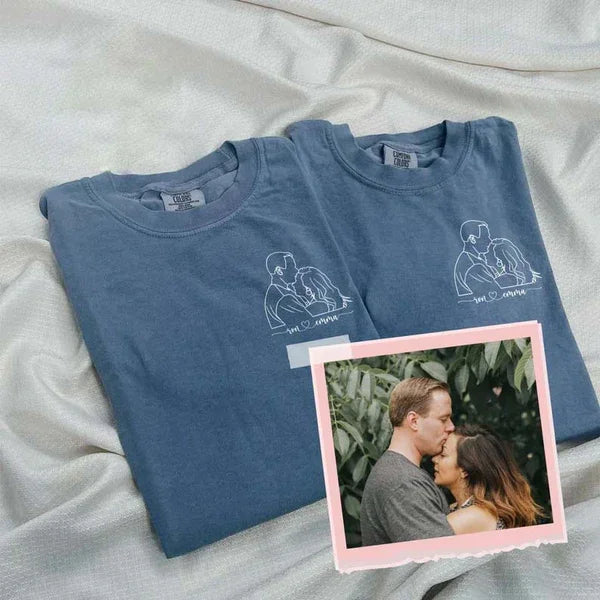 Custom Embroidered Sweatshirt Portrait Couple Family Gift (2 for Couples Free Shipping)