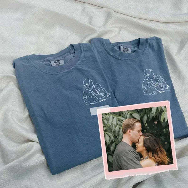 Custom Embroidered Sweatshirt Portrait Couple Family Gift (2 for Couples Free Shipping)