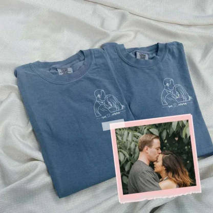 Custom Embroidered Sweatshirt Portrait Couple Family Gift (2 for Couples Free Shipping)
