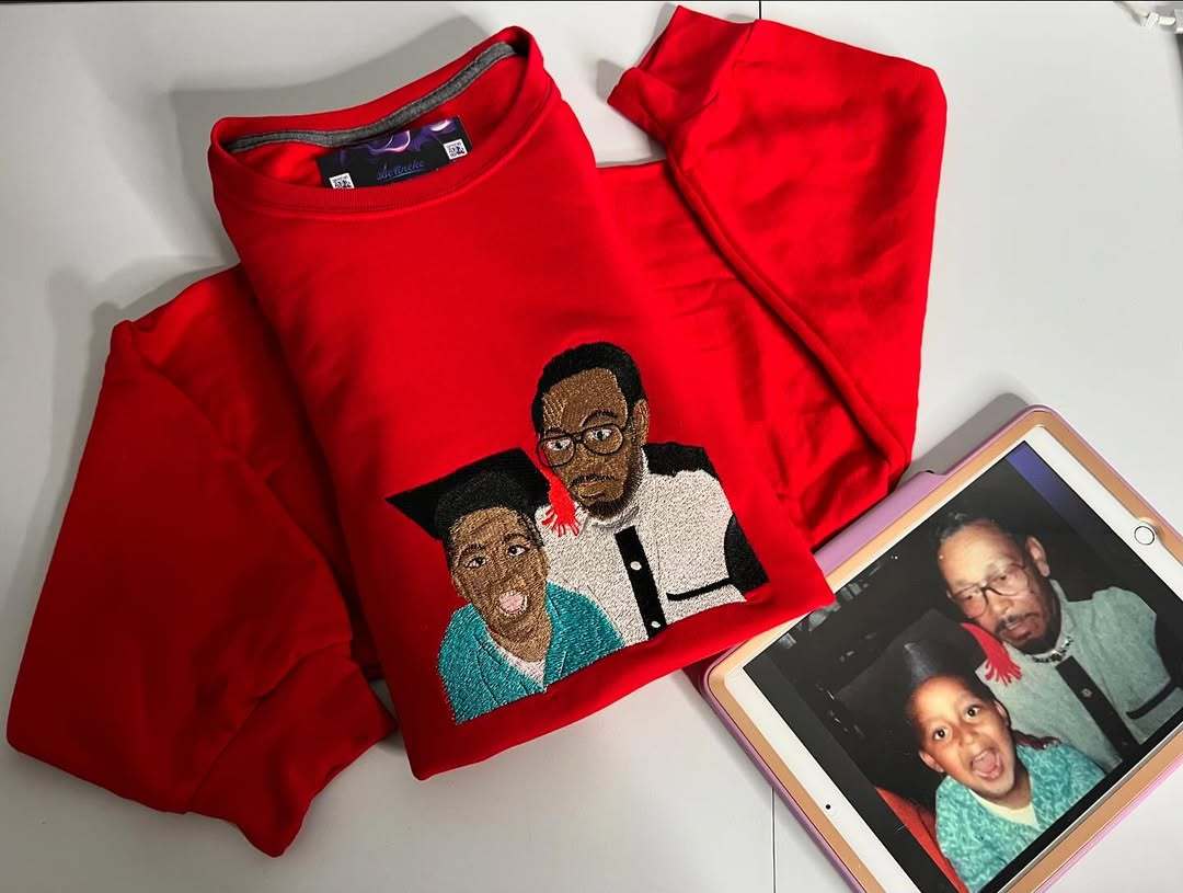 Custom Detailed Embroidered Portrait Sweatshirt & Hoodie – Best Personalized Family Gift for Mom & Dad