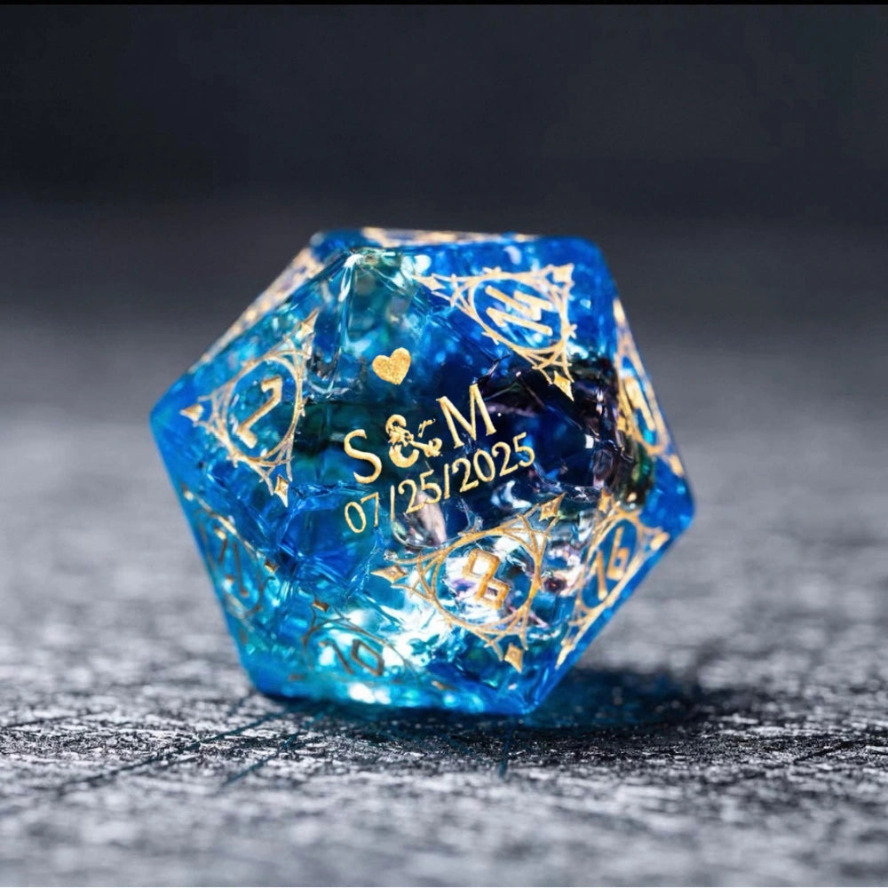 Custom Anniversary D20 Dice, Personalized Gift