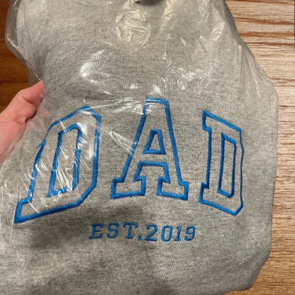 Custom Embroidered Mom Dad Sweatshirt with Kids Name on Sleeve