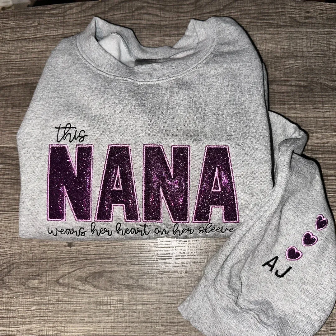 Custom Embroidered Applique Glitter Sweatshirt For Mom
