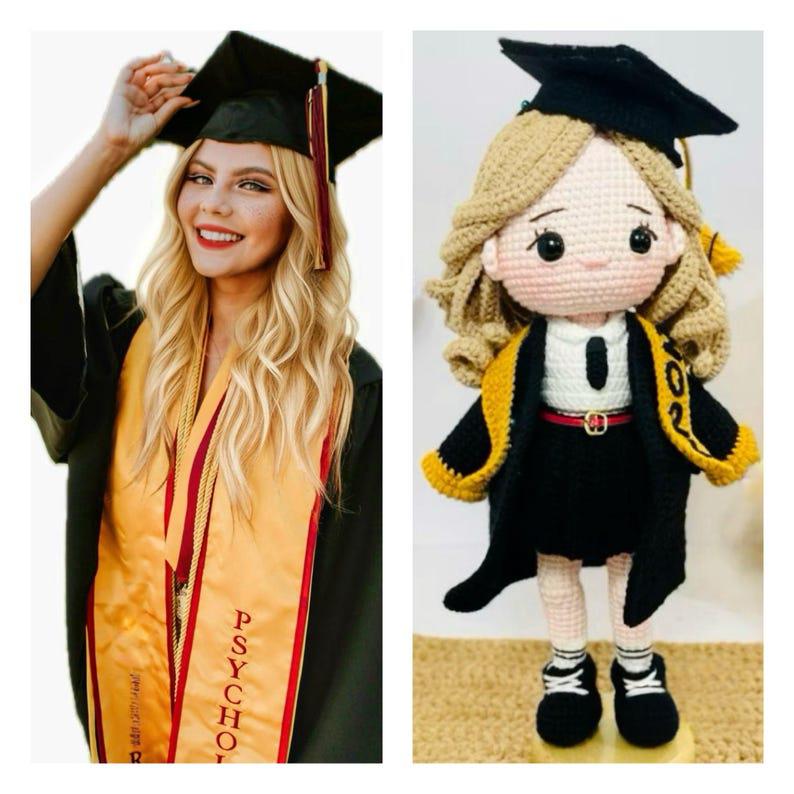 Custom Graduation Girl Crochet Doll – Personalized Graduation Memorial Gift For Her