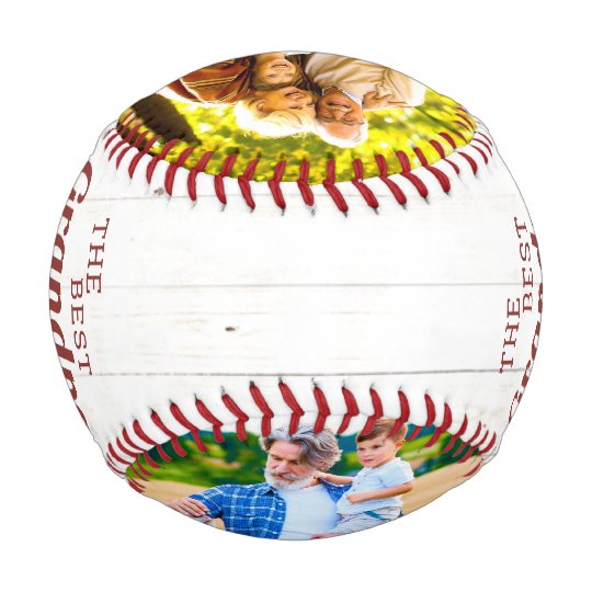 Personalized Rustic Best Grandpa Photo Baseball Emblem Design Father's Day Baseball Gifts For Dad,Grandpa