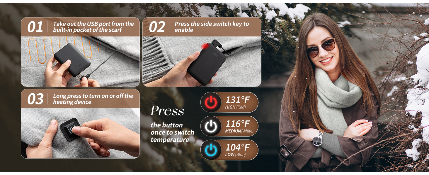 heated scarf,heated scarf for women rechargeable,battery operated heater,scarf for men