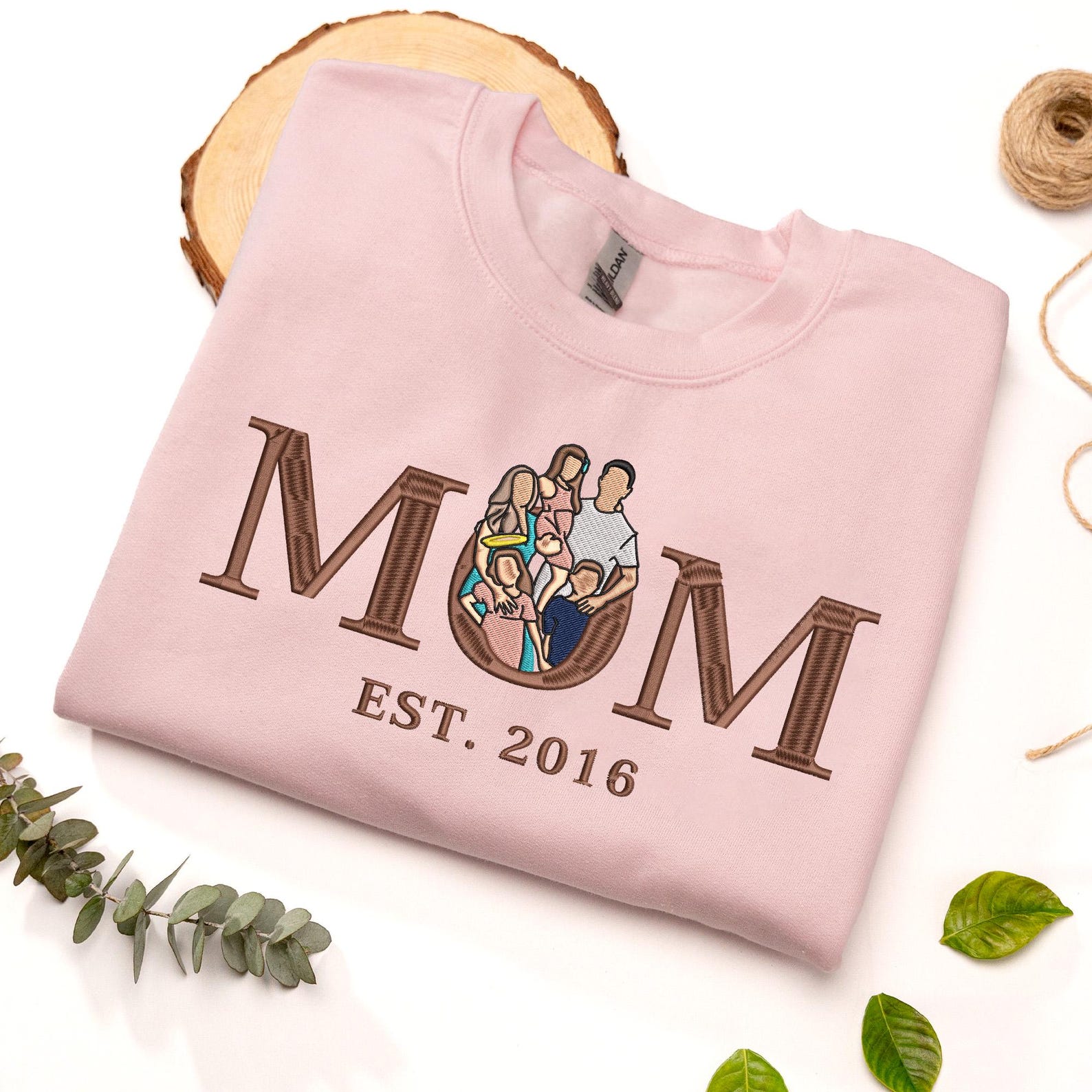 Customised Mom/Mum Embroidered Sweatshirt Personalised Mama Portrait Mother's Day