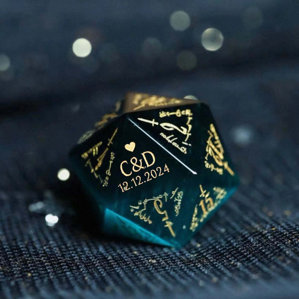 Custom Anniversary D20 Dice, Personalized Gift