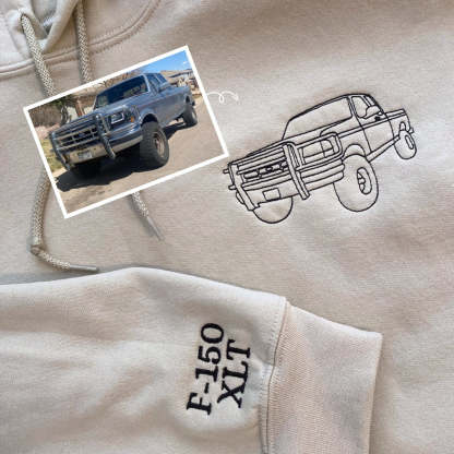 Custom Embroidered Car Outline Sweatshirt From Your Photo, Embroidered Car Hoodie, Custom Car Sweater