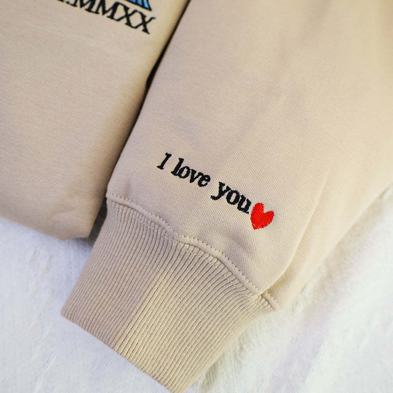 Custom Embroidered Sweatshirt Portrait - Personalized Couple Gift, Add Roman Numerals at the Bottom of Photo, Perfect Anniversary Gift