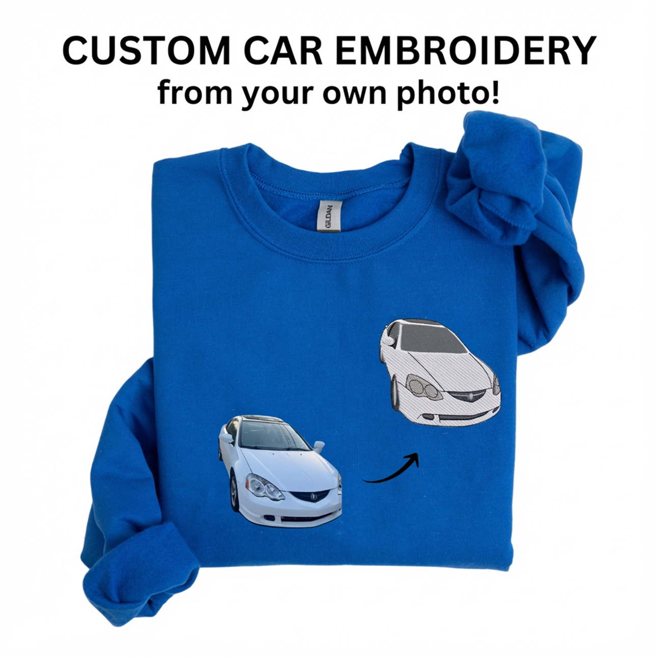 Custom Car Embroidered Crewneck & Hoodies – The Perfect Gift for Your Boyfriend or Husband!