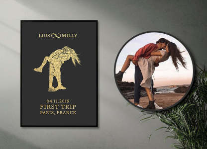 CUSTOM ART / COUPLE MAP DESIGN - For Valentine's Day Gift