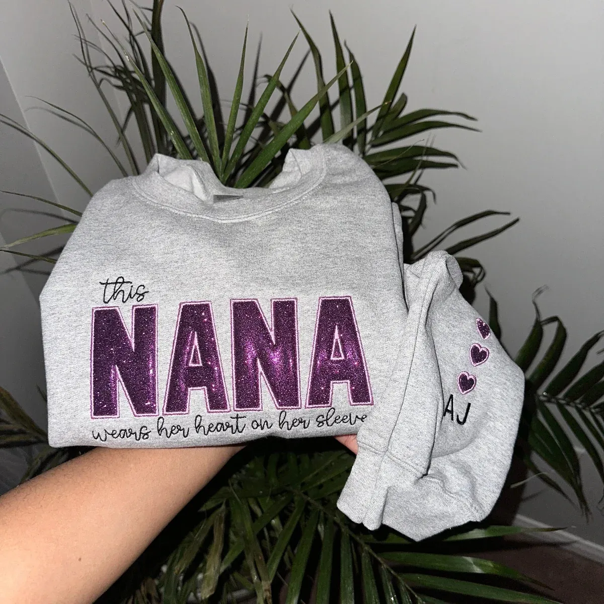 Custom Embroidered Applique Glitter Sweatshirt For Mom