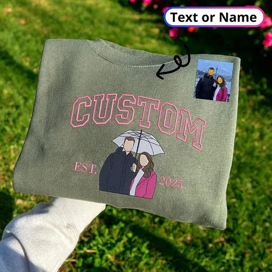 Custom Personalized Embroidered Portrait from Photo Hoodie