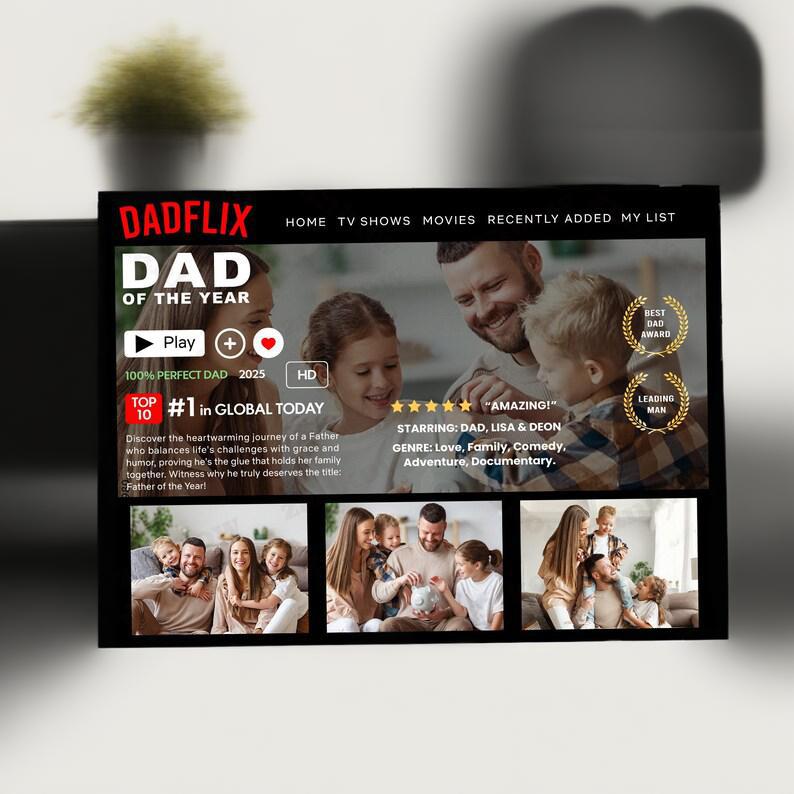 Happy Father’s Day Png, Customize Dadflix Canva Template, Gift For Grandpa Png