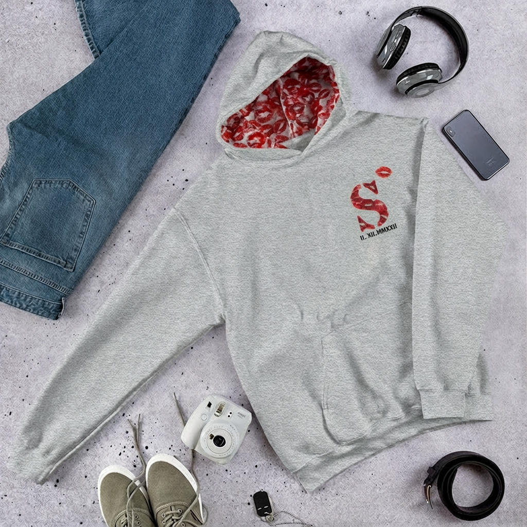 Customize Our Kiss Mark Couple Hoodies.