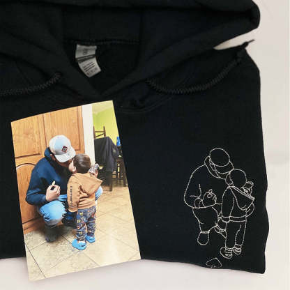 Custom Embroidered Portrait Photo Sweatshirt, Unique Gifts for Dad