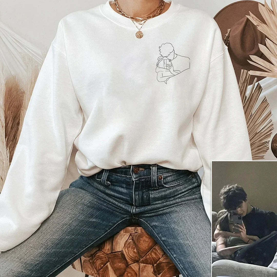 Custom Embroidered Sweatshirt Portrait Couple Family Gift (2 for Couples Free Shipping)