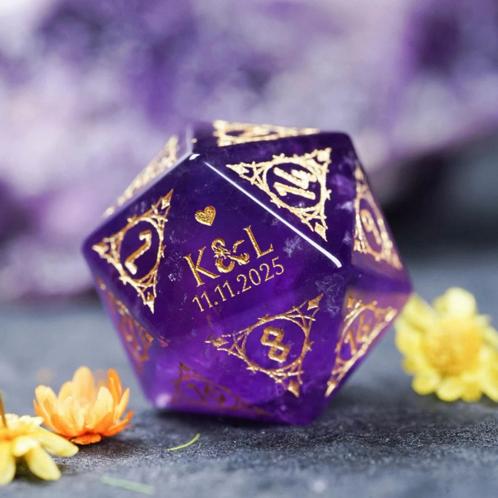 Custom Anniversary D20 Dice, Personalized Gift