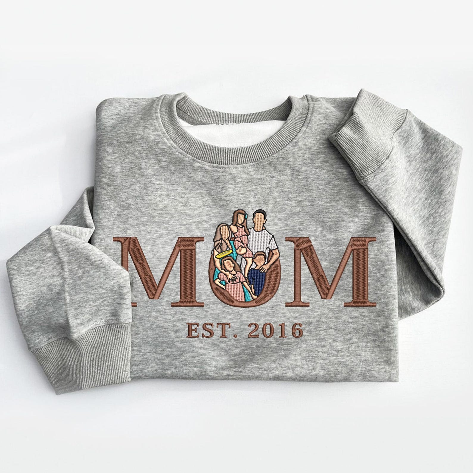 Customised Mom/Mum Embroidered Sweatshirt Personalised Mama Portrait Mother's Day