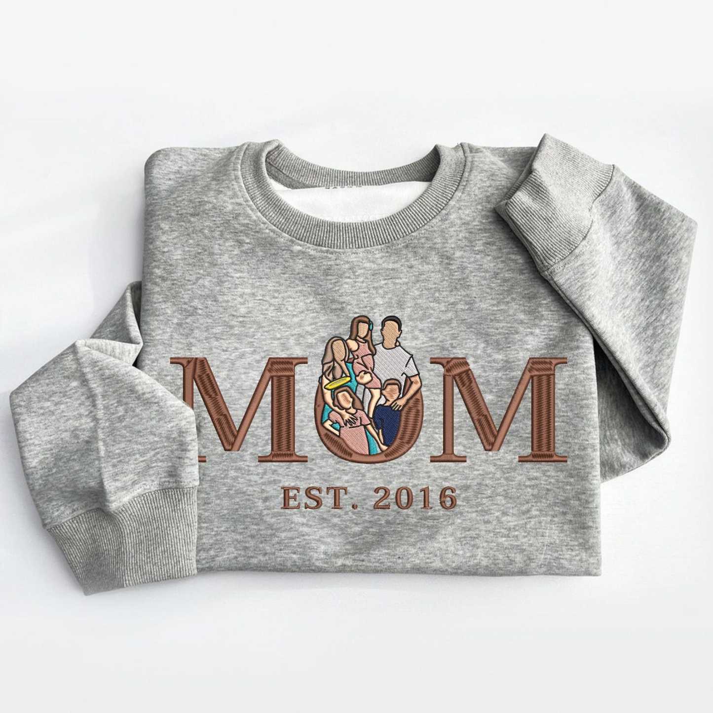 Customised Mom/Mum Embroidered Sweatshirt Personalised Mama Portrait Mother's Day