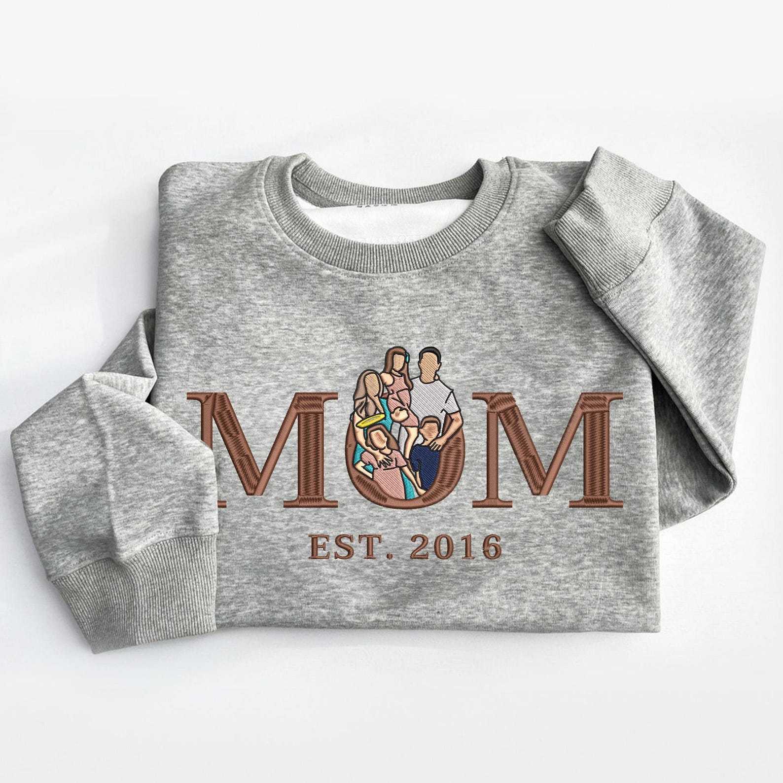 Customised Mom/Mum Embroidered Sweatshirt Personalised Mama Portrait Mother's Day