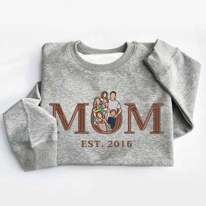 Customised Mom/Mum Embroidered Sweatshirt Personalised Mama Portrait Mother's Day