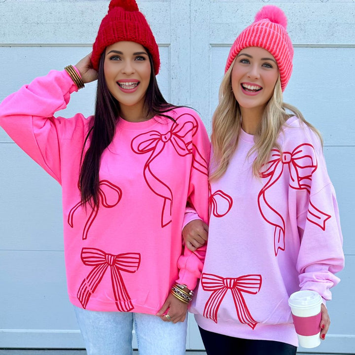 Personalized PUFF 'Red Bows' Christmas Crewneck Sweatshirt