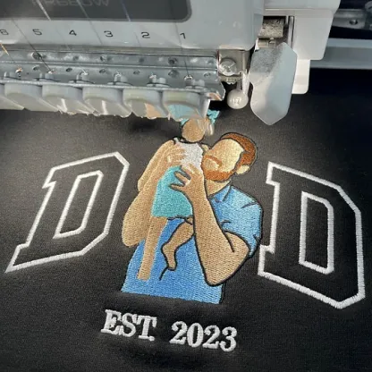 Custom Photo Embroidered Sweatshirt & T-Shirt for DAD, PAPA
